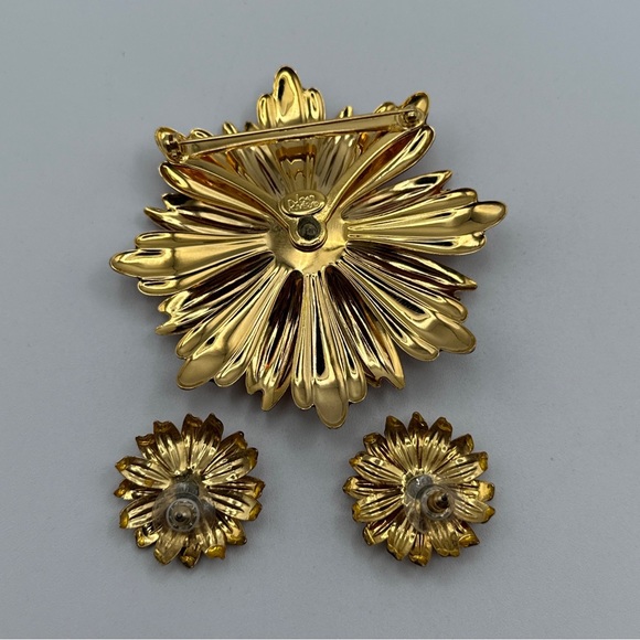 Gorgeous JOAN RIVERS Signed Large 3" Amber Brown Gold Enamel & Rhinestone - Picture 3 of 6